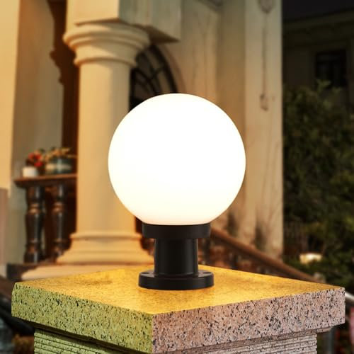 Mengjay Lampada a sfera da terra per esterno illuminazione per giardino luce a palla decorativa con portalampada per lampadine led E27 IP44 (20cm)