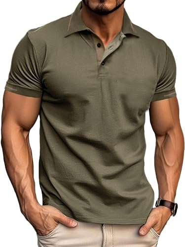 Comilaka Pikétröja för män, kortärmad pikétröja, kontrast, pikétröja, klassisk, t-shirt, fritid, sommar