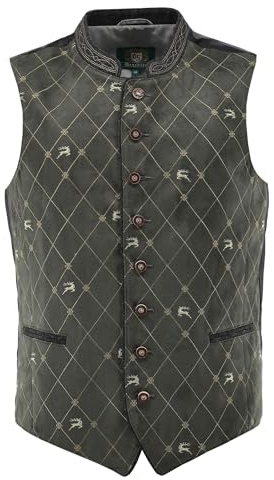 OS Trachten Trachtenweste Slim Fit Skoso, Größe:50, Farbe:oliv