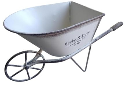 SZLIFE di carriola Fiore Display Iron Compact Plant Contenitore Fiornatrice di vagoni per Ufficio Home Office, Bianco