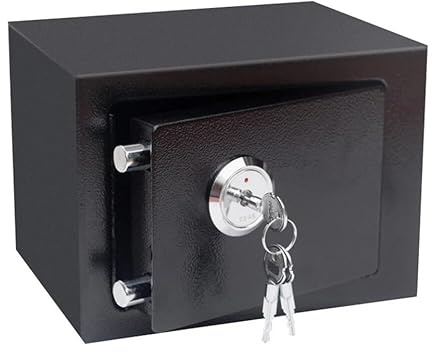 Wandsafe 4,6 liters säkerhetskassett med 3 nycklar och filtinlägg, kassaskåp av stål, robust väggkassaskåp för hem, kontor och hotell, stöldskydd