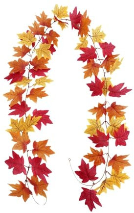 Guirnalda decorativa otoñal de hojas de arce (2 m), decoración de otoño para interior y exterior, guirnalda de hojas para bodas, día de Acción de Gracias, fiestas, resistente a los rayos UV y