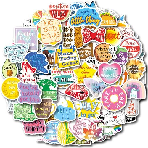 100 Pezzi Adesivi Motivazionali con Frasi Ispiratrici, Adesivi con Affermazioni Positive, Set di Adesivi in Vinile Impermeabili Stickerbomb per Laptop, Scrapbook, Diario, Skateboard, Valigia