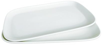 Provance Set di 2 vassoi da portata in ceramica, 25 cm x 14,5 cm, in porcellana, colore bianco, per antipasti, dessert, torte, sushi, insalata, piatti in porcellana