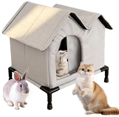 Casa para Gatos Exterior, Cama con Aislamiento Térmico para Mascotas Y, Refugio Cálido para Mascotas De Invierno con Base Elevada, para Uso En Jardín Patio Césped Y Jardín Trasero