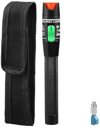 30KM Visual Fault Locator Fiber Optic Tester Red Light VFL Pen with 2.5mm Universal Connector & FC Male to LC Female Adapter Fibre Optic Cable Tester Detector for Network FTTH CATV Telecommunications