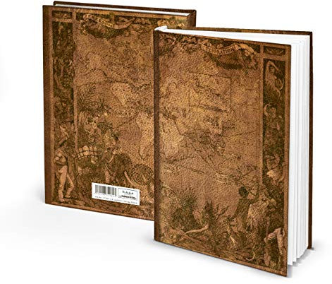 Logbuch-Verlag A4 Notizbuch liniert vintage Buch braun Globus Weltkarte Hardcover 128 Seiten Tagebuch Geschenk