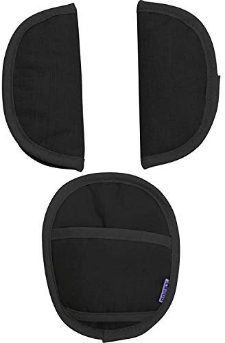 Original Dooky Universal Pads Black Uni Gurtschoner & Gurtpolster geeignet für Altersgruppe 0+ und 3 & 5 Punkt Gurte für Babyschale, Kinderwagen, Buggy & Autositz, schwarz