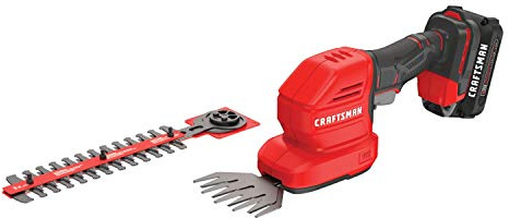 CRAFTSMAN V20 4 In. Cordless Handheld Grass Trimmer and 8 In. Mini Hedge Trimmer, Battery and Charger Included, Rechargeable 2 in 1 Grass Shear and Bush Trimmer (CMCSS800C1)