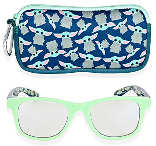 Star Wars Baby Yoda Blue Light Blocking Glasses for Kids with Case Boys Computer Video Gaming Glasses Age 2-10 Eyewear Protection (Green/Blue)