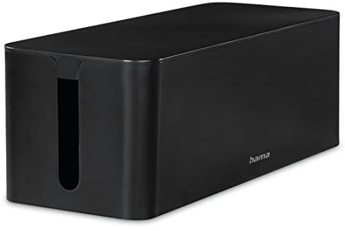 Hama Kabelbox, Maxi (Kabelbox für Steckdosenleiste, einfaches Kabelmanagement, für Büro, Schreibtisch, Zuhause, Aufbewahrung von Ladegeräten, Festplatten etc., mit Gummifüßen) schwarz