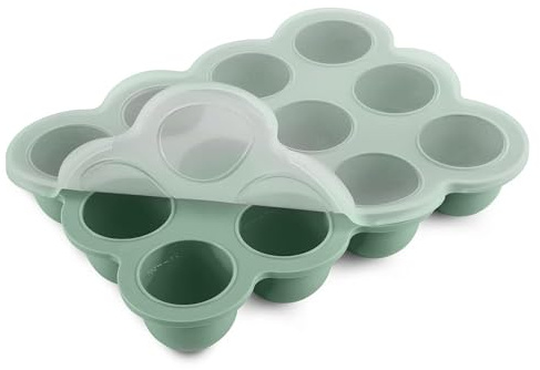 Contenedor de almacenamiento de alimentos para bebés, 12 tazas, de silicona, congelador, silicona de grado alimenticio, perfecto para bandeja de cubitos de hielo casera con tapa, puré de frutas y