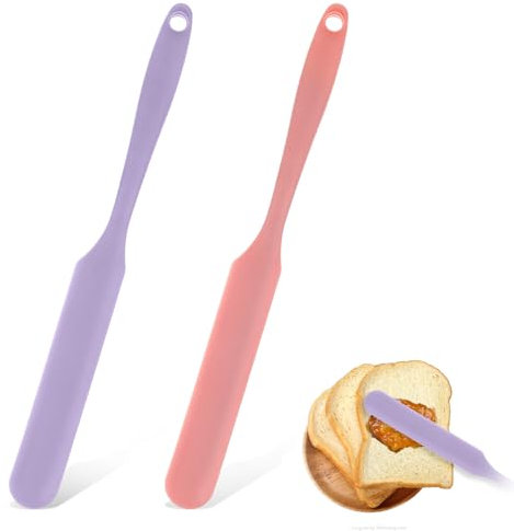 YQQYG 2PCS Jar Scraper, Sourdough Spatula Silicone Palette Knife Heat Non-Stick Baking Long Handle Baking Utensils for Stirring, Mixing and Cooking