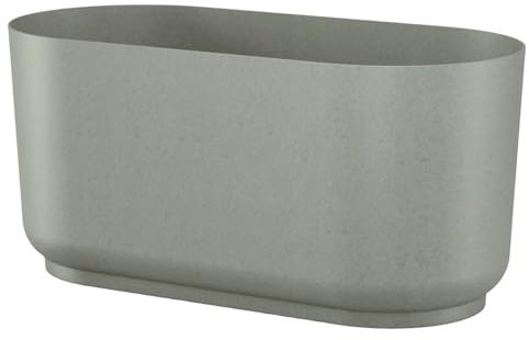 Plant Pot Trough Long Plastic Box Planter Succulent Garden Window Herb Flower Long Round (Platinum)