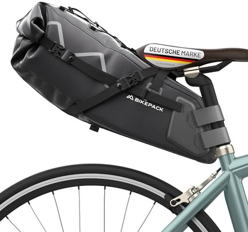 BIKEPACK Satteltaschen für Fahrrad - Bikepacking Taschen - Fahrradtasche Sattel - Gravelbike Rennrad Satteltasche 15L - Fahrradtasche ohne Gepäckträger - Gravelbike Zubehör - 100% wasserdicht