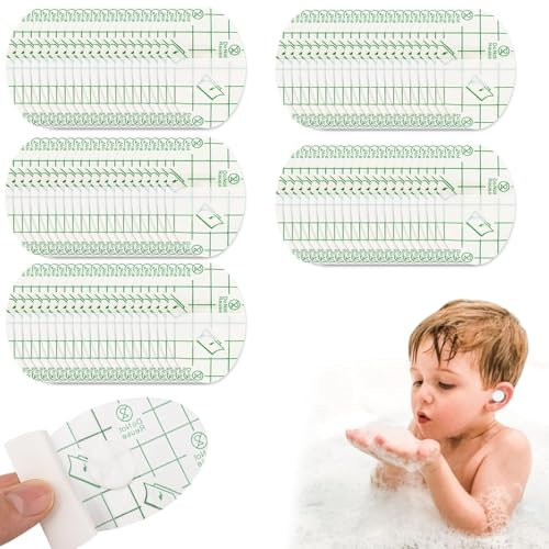 Orejeras para Ducha, 100 Piezas Tapones Oidos Natación Niños, Pegatinas Desechables Impermeables para Oídos, Protector Orejas Piscina, Impermeables para Oídos para Nadar y Bañarse