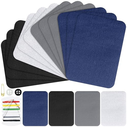 luckaide Jeans Flicken zum Aufbügeln Innen, 12 Stück Bügelflicken Jeans, Bügelpatches, Jeans Reparaturflicken Innen Set, Jeansflicken Stoffflicken zum Aufbügeln