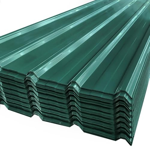 12er ProfilblechTrapezblech, Wellplatten Dachplatten Verzinkter Stahl Dachblech 110cm x 45cm, Trapezblech Dachplatten Set 7m², für Garage Gartenhaus, Dachplatten Gerätehaus, Schwarz mit Struktur