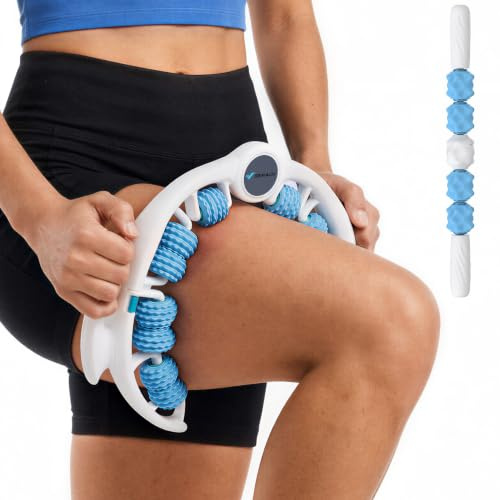 MERACH Cellulite Massager Tool, 2-Piece, Anti Cellulite Massager | 14 360° Rollers Detachable, Lymphatic Drainage Massager for Thighs Neck Buttocks Massage Roller Massage Stick - Blue