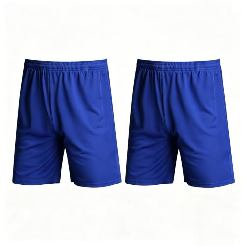 Smilore Unisex Kids PE School Shorts Boys Football Shorts Girls Running Shorts Blue/Blue, 12-13Years