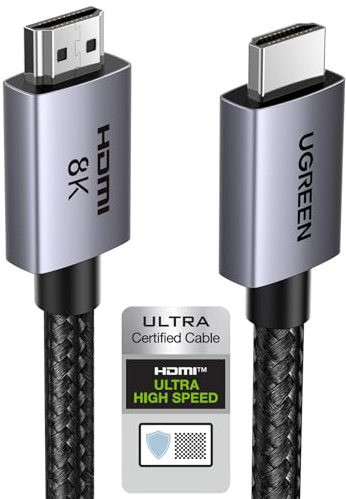 UGREEN HDMI 2.1 Cable 10K 8K 4K@240/144/120Hz eARC Dolby Atmos VRR HDR,8M | 48Gbps Ultra High Speed,Dolby Vision,HDCP 2.3,For PS5 PS4 Xbox Series S/X Soundbar TV Laptop Gaming Monitor DVD PC Mac Mini