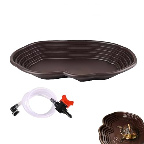 Plat d'eau Tortue avec Rampe et Plate-Forme,Piscine Tortue terrestre,Bol d'alimentation pour Reptiles, Facile à Changer l'eau, Intégrée l'aménagement paysager