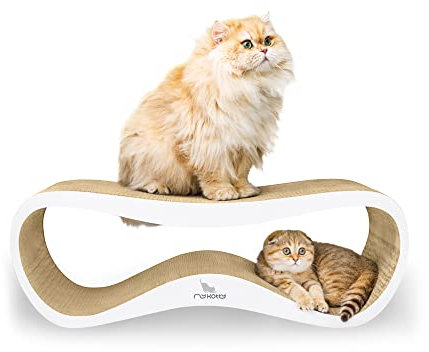 myKotty Design Kratzbank LUI – für natürliche Kratzbedürfnisse & Möbelschutz – Wellpappe Kratzbrett für alle Katzen zum Spielen, Schlafen, Kratzen – sicher & ungiftig – 75x25x26 cm – Weiß