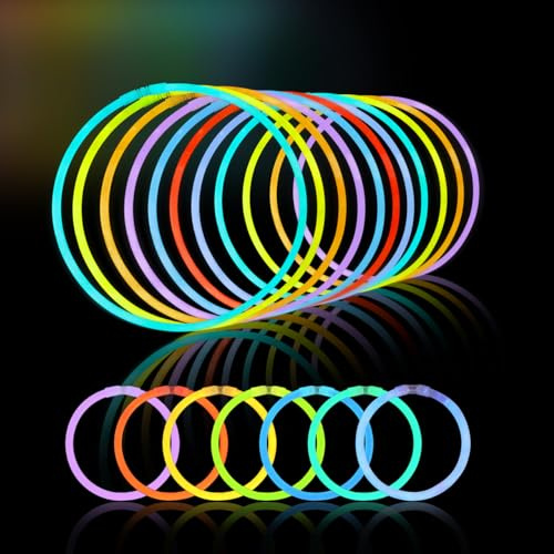 JOYIN 300 Pack Glow Sticks, 100ct 22'' Necklaces and 200 Pcs 8 Glow Sticks Bulk with 300 Pcs Connectors, Bright in The Dark Party Supplies, Neon Light Up, Halloween Party Favors