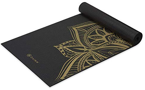 Gaiam Yoga Mat Premium Print Extra Thick Non Slip Exercise & Fitness Mat for All Types of Yoga, Pilates & Floor Workouts, Metallic Bronze Medallion, 6mm, 68L x 24W x 6mm Thick