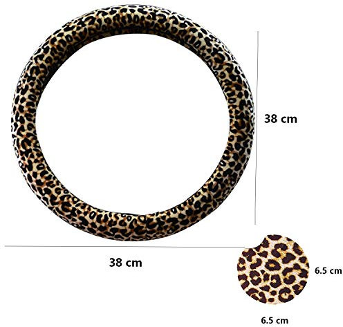 Coprivolante Stampato Leopardato per Donne, Coprivolanti Leopard con sottobicchieri Bonus 4PCS Coppe per Auto Leopard, Accessori per Auto Leopardo.