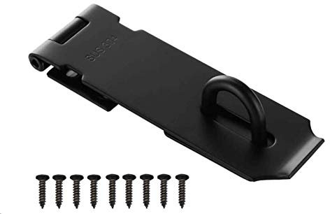 Lamondre Cadenas Fermoir Loquet Porte 6 Pouces, Moraillon pour cadenas Verrou porte exterieur avec Vis, Inoxydable Loquet Porte pour Porte, Tiroir, Placard (Noir)