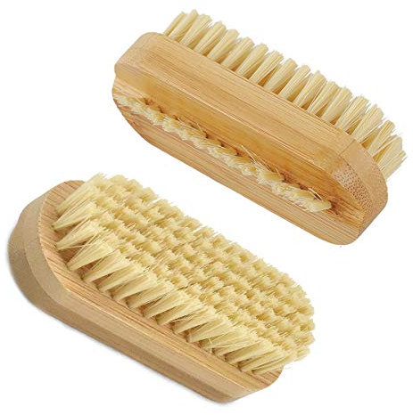 2pcs Pennelli per Unghie Spazzolino Unghie Mani Spazzola per Pulizia in Bambù per Lavaggio di Mani Dito del Piede Decorazioni Unghie Nail Art Uomo Donna - Doppia Faccia
