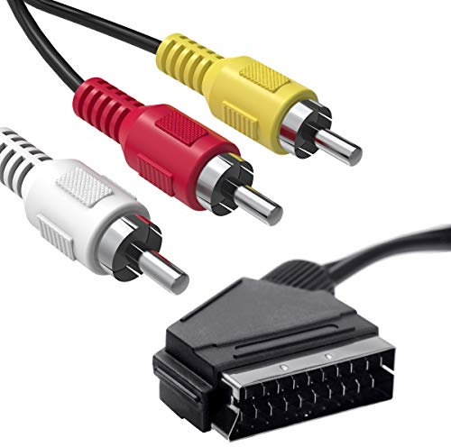 Scart-Stecker auf 3 Cinch-Stecker 1,5 m, Aancable Scart auf Cinch kabel, umschaltbar, Audio-/Video-AV-Adapterkabel, Composite-AV-Anschlusskabel, Adapter-Wechsler, Audio/Video für TV, DVD, VCR