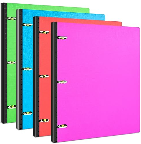 INFUN Telescoping 3 Ring Binder - 4PCS, Portable Plastic 3 Ring Binder with Telescoping Spine, Binders with Foldable Front Cover Holds 8.5x11 Paper for School, Office, Homes