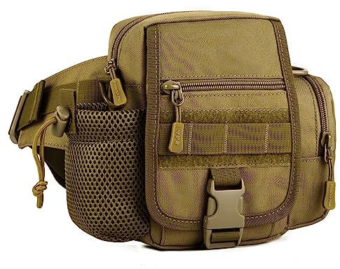Sac banane tactique pour équitation, sac banane à bandoulière multifonction, Marron loup, 244.65 cubic inches, Sac banane tactique pour loisirs