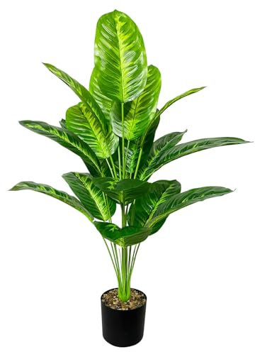 AIVORIUY Planta de Palma de Areca Artificial con Maceta Plastico Falsa Árbol Artificial Interior y Exterior Decoración Moderna para Hogar Jardín Oficina Casa Bodas (80cm Plátano Tropical)