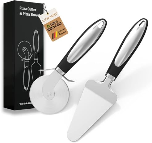 LINKWAY Rotella Tagliapizza, Taglia Pizza e Server Torta, Tagliapizza con manico antiscivolo, Taglia Pizza Acciaio in acciaio inox per un facile taglio della pizza in singoli pezzi