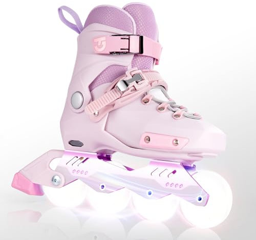 SWAY Adjustable Inline Skates for Kids, Teens and Adults, All Wheels Light Up High Performance Roller Skates for Boys and Girls Ideal for Roller Skate (Purple, Large-Youth & Adult（4-7 US）)
