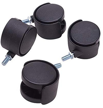 Chair Caster Wheels for Desk, 8 Pack 1.97 inch Wheel Dia PP Caster Swivel Wheels 360 Degree M8 x 13mm Threaded Caster Caster Twin Wheel for Office Chair Commodity Shelf Black Tone without Brake(M8*15m