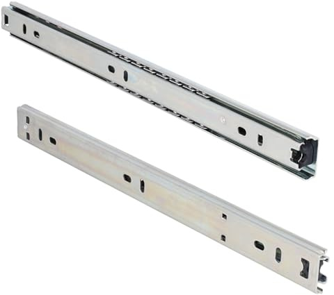 MS Beschläge Cajones de 27 mm de altura, guía de bolas para un deslizamiento suave, riel telescópico de acero galvanizado, 1 par de guías de cajón, rieles de extracción, riel de guía suave (450 mm)