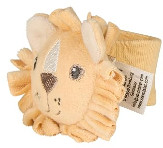 Sterntaler Hochet Lion Léo - Jouet doux pour bébé avec hochet et bande élastique - Pour bébé à saisir et jouer - Cadeau idéal - Ocre