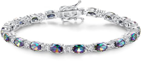 FANCIME tennisarmband dam 925 sterlingsilver ädelsten tennis armband födelsesten gåva smycken för kvinnor flickor, längd 19 cm