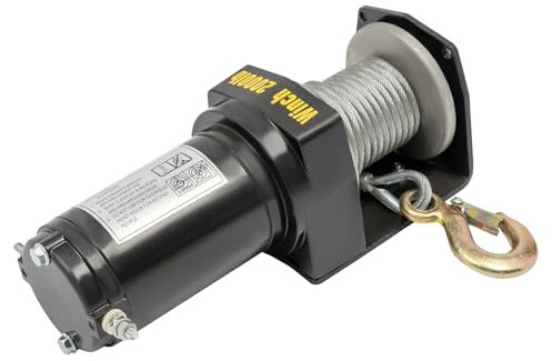 Elektrisches Hebegerät mit Stahlseil 6m & DC12V Motor, Auto Seilwinde 900kg Zuglast, Seilwinde mit Fernbedienung, Winde für Geländewagen & Offroad Rettungseinsätze