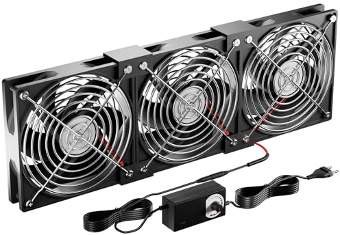 Ventilateur PC 360mm,ventilateur de boîtier 12V avec fiche secteur et variateur de vitesse continu (2750 RPM) -Ventilateur silencieux et puissant pour ordinateur,serveur,PC gaming,armoire AV,routeur