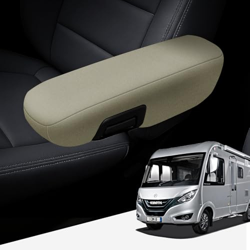 GIOVANNI BUTTI Ensemble de 4 housses de protection pour accoudoirs de sièges avant, Beige, Housse de protection pour accoudoirs de sièges auto adaptée pour Hymer Komfort, Protège-accoudoir, Housse de