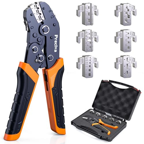 Preciva 6 Piezas Crimpadora Terminales Electricos,Mordazas de LiberacióN RáPida,para Cables EléCtricos,TermorretráCtiles,No Aislados,de Nylon,Conector Solares,Terminales FéRula,Dupont