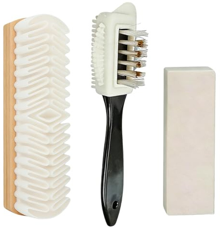 PHYNDR Ensemble de 3 Pièces Brosses à Chaussures pour Daim, Brosse Multifonction à 4 Côtés pour Le Nubuck et Le Daim, avec Gomme de Nettoyage, Kit de Nettoyage pour Nubuck