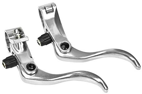 Tbest 1 Pair Brake Lever Left Right Hand Brake Levers, Aluminum Alloy 24mm Mountain Bike Disc Brake Bar Handle Level Black Silver 1 Pair Cross Brake Levers