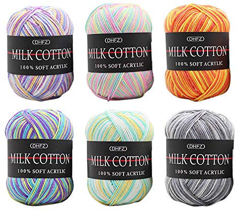 6 Rolls Assorted Colors Smooth Soft Milk Cotton Yarn DIY Hand Knitting Baby Wool Craft Shawl Scarf Crochet Thread Supplies
