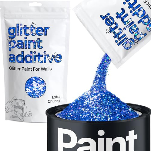 Hemway Sapphire Blue Holographic Glitter Paint Additive Extra Chunky 100g | for Paints & Varnish | Paint Walls Sparkly Add to Emulsion, Acrylic or Lacquer Indoor